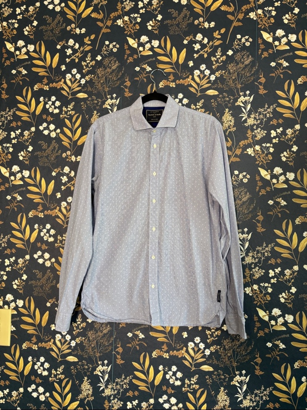Scotch & Soda Light Blue Men's Patterned Dress Shirt Size M
